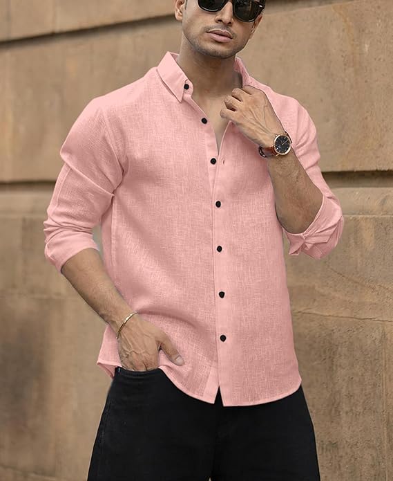 Men's Solid Linen Cotton Shirt - Image 2