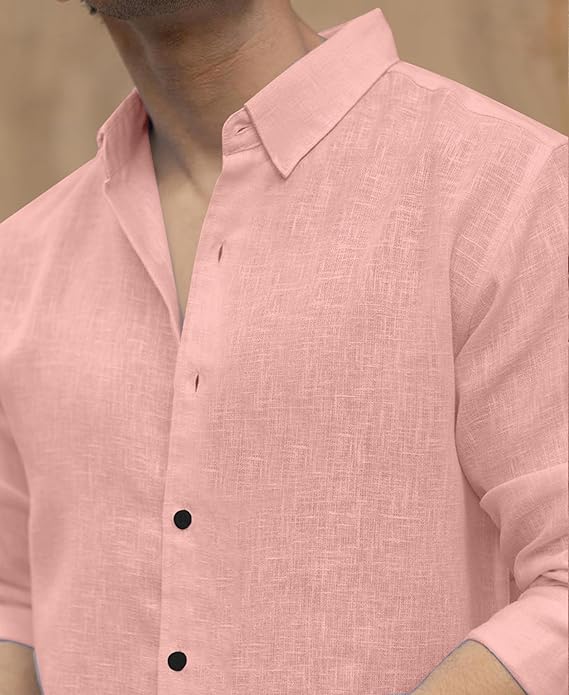 Men's Solid Linen Cotton Shirt - Image 3