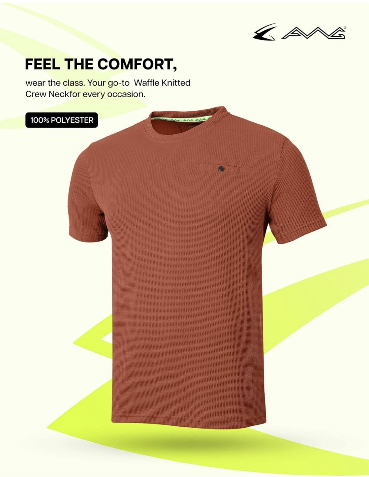 AWG Men’s Solid Waffle Crew Neck T‑Shirt - Image 5