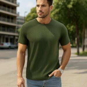 AWG Men’s Solid Waffle Crew Neck T‑Shirt