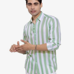 Men’s Stylish Printed Striped Shirt (Light Green)