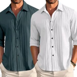 Premium Pleated Casual Shirt combo of 2 for Men