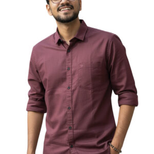 Men’s Maroon Solid Casual Shirt