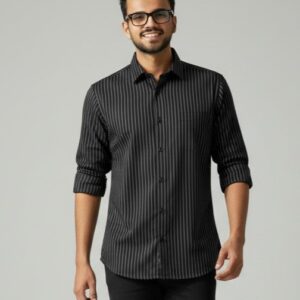 Premium Black Striped Casual Shirt