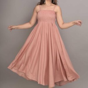 Dusty Rose Smocked Empire-Waist Maxi Dress