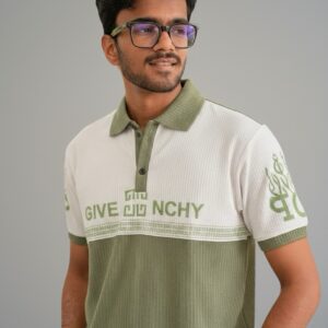 Men’s Textured Colorblock Polo T-Shirt