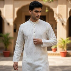 Premium Men's Jacquard Kurta with Free Pajama